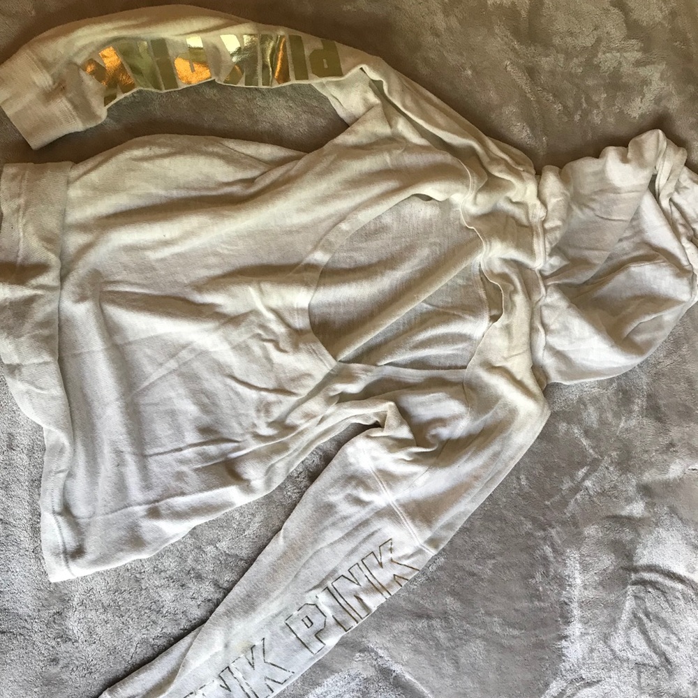 Victoria's Secret PINK Sweater White & Gold xs